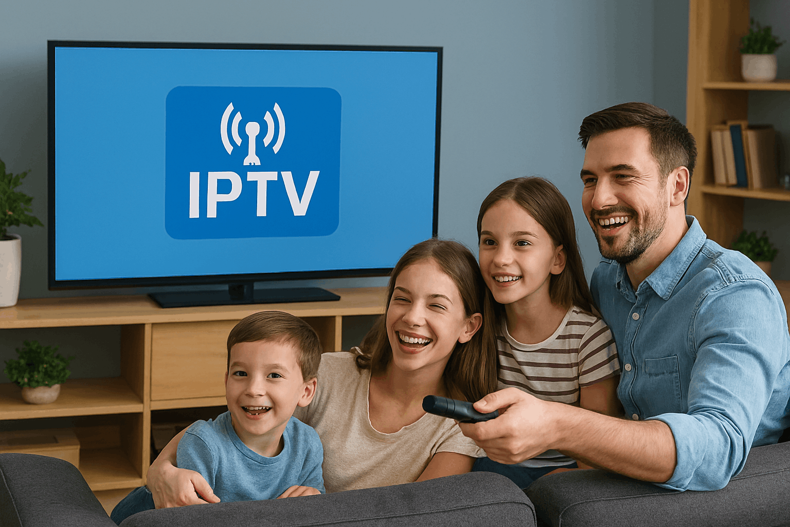 Happy household comparing IPTV vs Kodi in 2026 while streaming premium IPTV