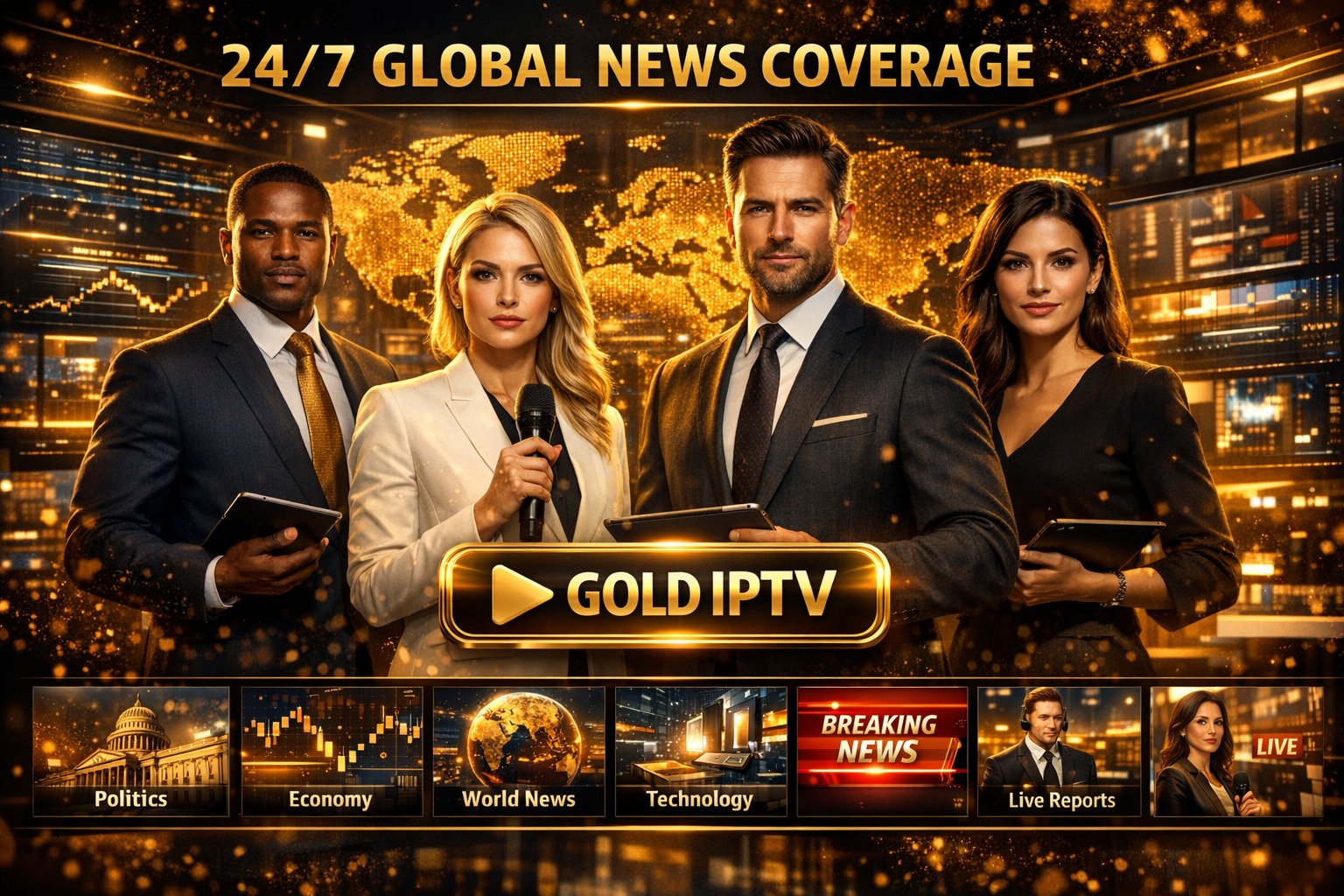 4K Live IPTV news channels - CNN, BBC, Fox 24/7 live streaming